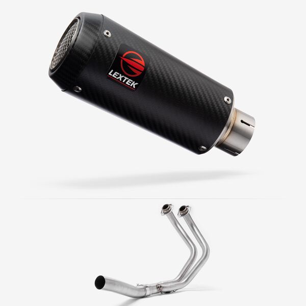 Lextek Carbon Fibre CP9C Exhaust System 180mm High Level for Yamaha MT-07/XSR 700 (14-22)