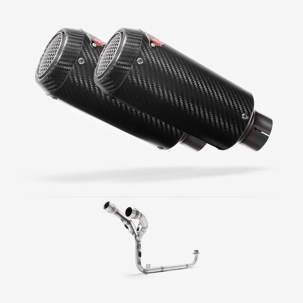 Lextek Carbon Fibre CP9C 180mm Twin Underseat Exhaust System for Honda MSX Grom 125 (13-16)