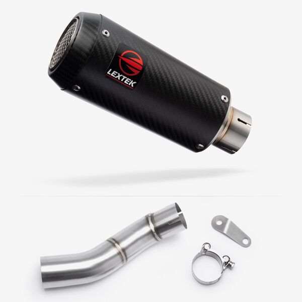 Lextek Carbon Fibre CP9C Exhaust 180mm with Link Pipe for Triumph Street Triple 765 (17-23)