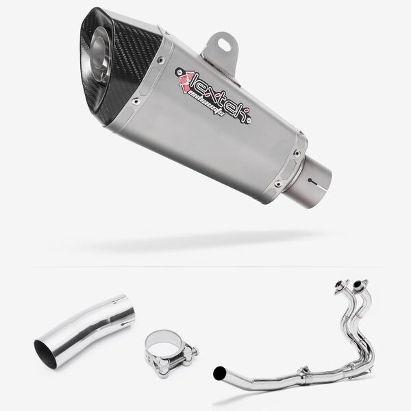 Lextek XP10 Matt S/Steel Exhaust System 210mm for Kawasaki Ninja 400 & Z400 (18-20)