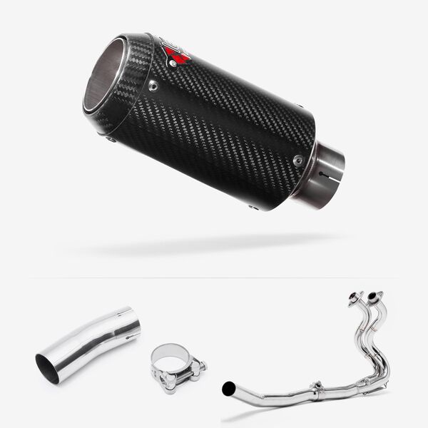 Lextek Carbon Fibre CP8C Exhaust System 150mm for Kawasaki Ninja 400 & Z400 (18-24)