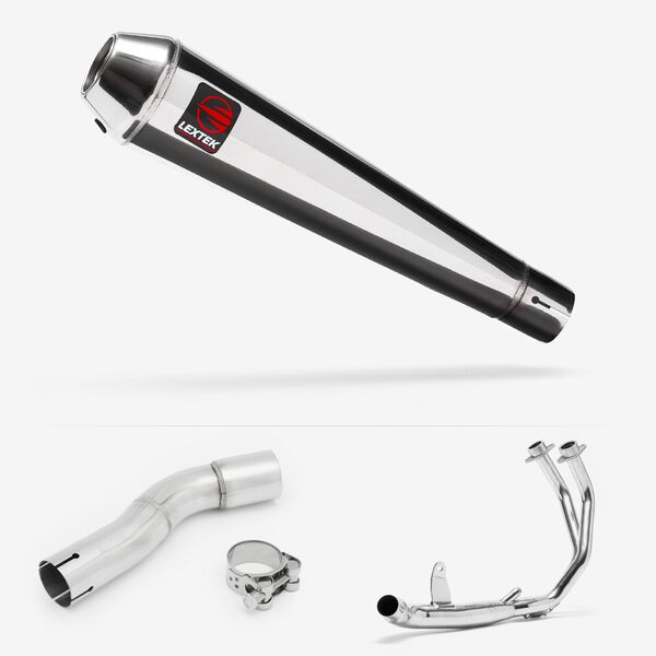 Lextek Polished Stainless Steel AC1 Classic Exhaust System 350mm for Honda CMX500 Rebel (17-19)