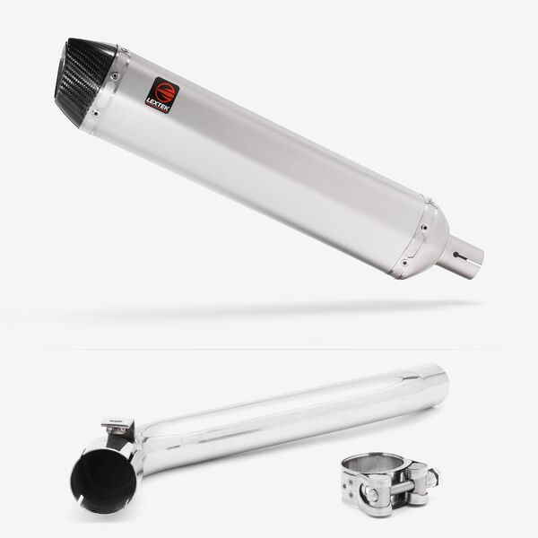 Lextek Stainless Steel SA1 Matt Hexagonal Exhaust 400mm with Link Pipe