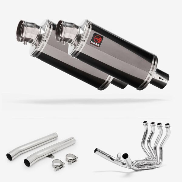 Lextek Smoked Stainless Steel OP16 250mm Exhaust System for Honda CBR1100XX Blackbird (97-99)