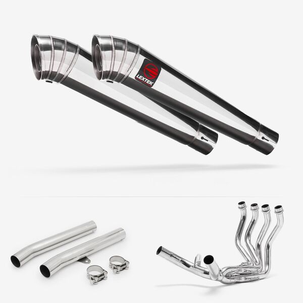 Lextek Polished Stainless Steel MP4 300mm Exhaust System for Honda CBR1100XX Blackbird (97-99)