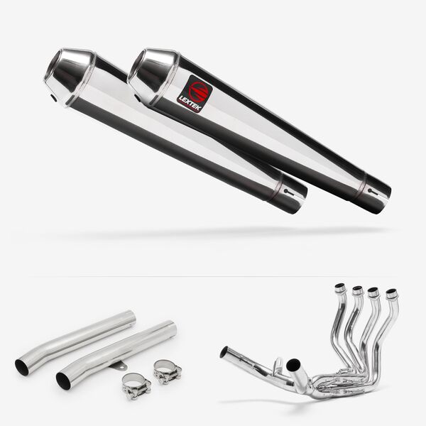 Lextek Polished Stainless Steel AC1 350mm Exhaust System for Honda CBR1100XX Blackbird (97-99)