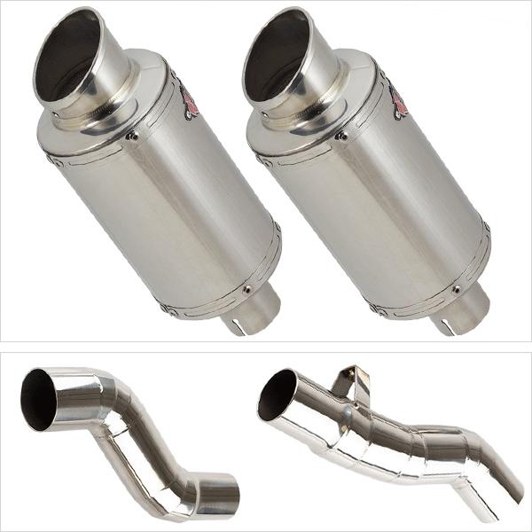 Lextek YP4 S/Steel Stubby Exhaust 200mm with Link Pipes for Kawasaki Z1000SX With Luggage (14-19)