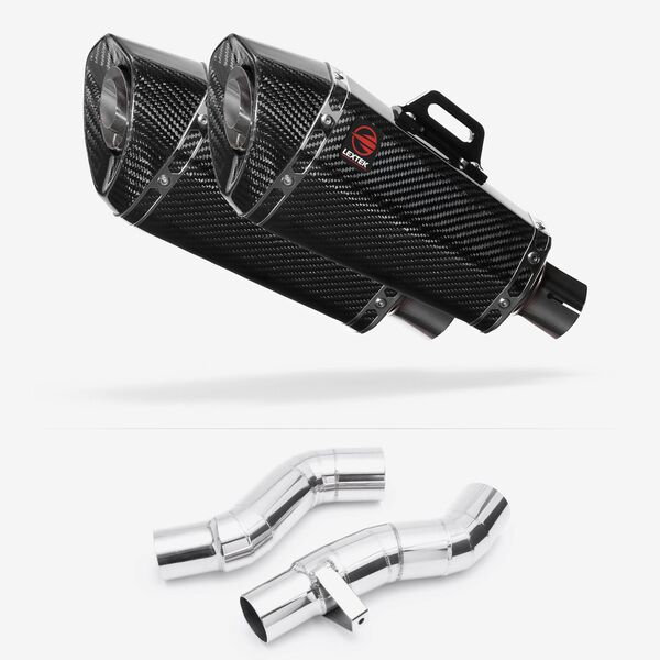 Lextek XP8C Carbon Fibre Exhaust 210mm with Link Pipes for Kawasaki Z1000SX With Luggage (11-19)