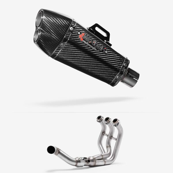 Lextek Carbon Fibre XP13C Exhaust System 210mm Low Level for Yamaha MT-09 Tracer (14-20)