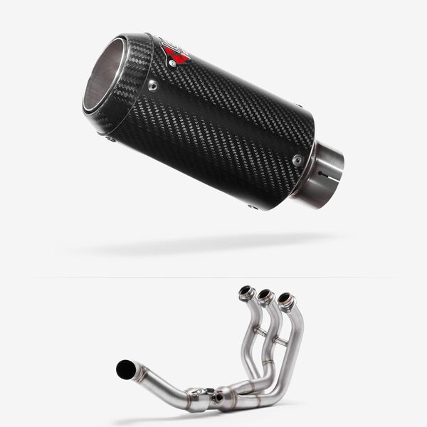 Lextek Carbon Fibre CP8C Exhaust System 150mm Low Level for Yamaha MT-09 Tracer (14-20)