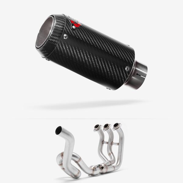 Lextek Carbon Fibre CP8C Exhaust System 150mm High Level for Yamaha MT-09 Tracer (14-20)