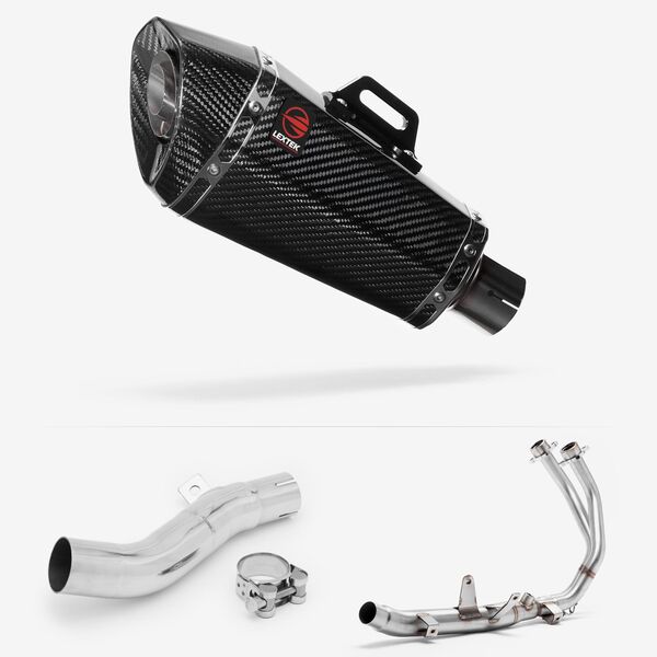 Lextek Carbon Fibre XP8C Exhaust System 210mm for Honda CBR500R & CB500F/X (13-15)