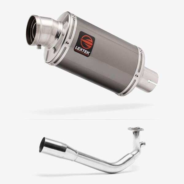 Lextek Smoked Stainless Steel OP15 200mm Exhaust System for Lexmoto Titan 125