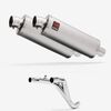 Lextek Stainless Steel OP1 Matt Oval Exhaust 350mm Twin Underseat with Link Pipe