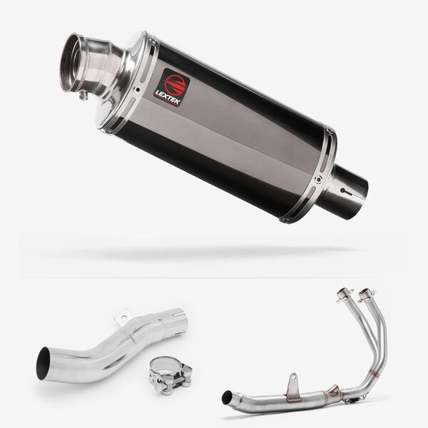 Lextek Smoked Stainless Steel OP16 250mm Exhaust System for Honda CB500X (16-18)
