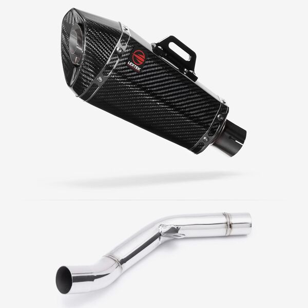 Lextek Carbon Fibre XP8C 210mm Exhaust with Link Pipe for Kawasaki Z800 (13-16)