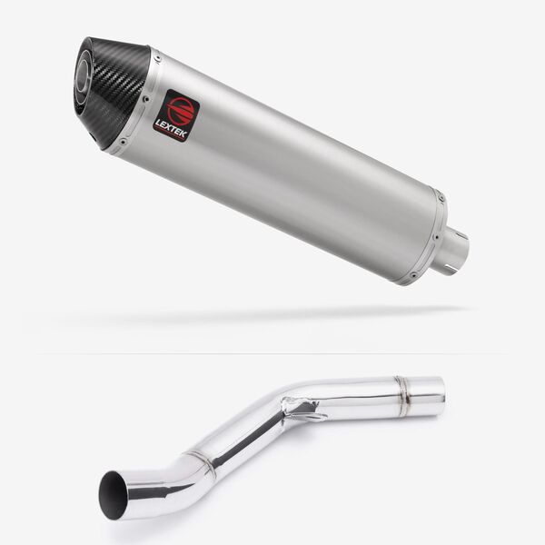 Lextek Brushed Stainless Steel RP1 400mm Exhaust with Link Pipe for Kawasaki Z800 (13-16)