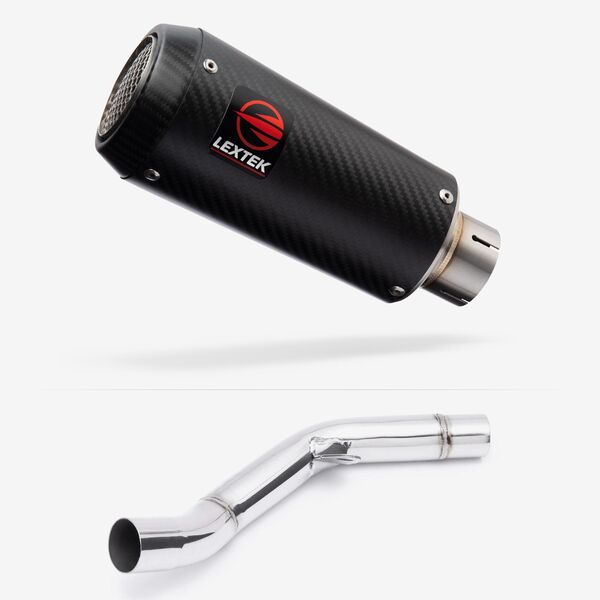 Lextek Carbon Fibre CP9C 180mm Exhaust with Link Pipe for Kawasaki Z800 (13-16)