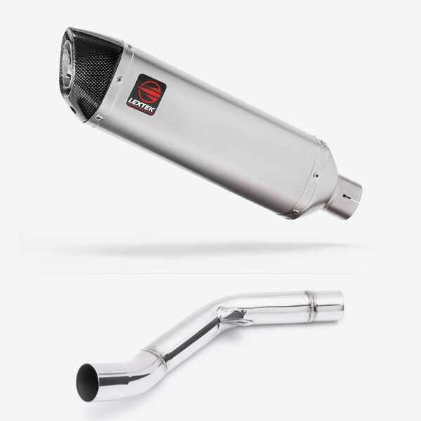 Lextek Matt Stainless Steel VP1 300mm Exhaust with Link Pipe for Kawasaki Z800 (13-16)
