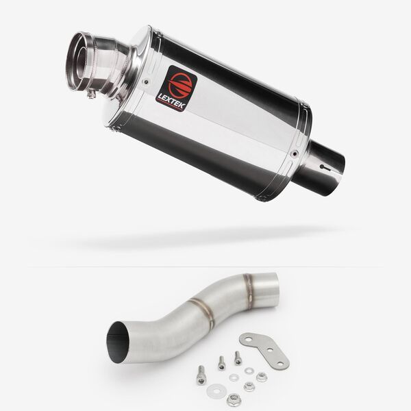 Lextek Polished Stainless Steel OP4 200mm Exhaust with Link Pipe for Ducati Monster 797 (17-18)