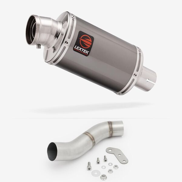 Lextek Smoked Stainless Steel OP15 200mm Exhaust with Link Pipe for Ducati Monster 797 (17-18)