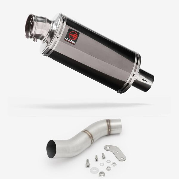 Lextek Smoked Stainless Steel OP16 250mm Exhaust with Link Pipe for Ducati Monster 797 (17-18)