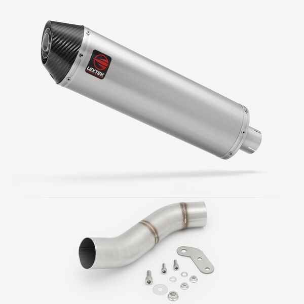 Lextek Brushed Stainless Steel RP1 400mm Exhaust with Link Pipe for Ducati Monster 797 (17-18)