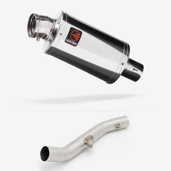 Lextek Polished Stainless Steel OP4 200mm Exhaust with High Level Link Pipe