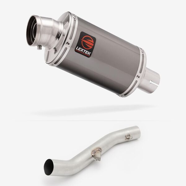 Lextek Smoked Stainless Steel OP15 200mm Exhaust with High Level Link Pipe
