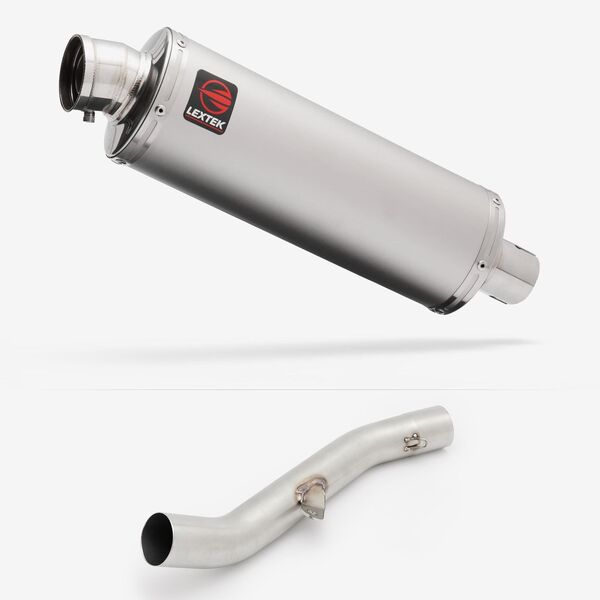 Lextek Stainless Steel OP1 Matt Exhaust 350mm High Level with Link Pipe for Yamaha YZF R6 (17-22)