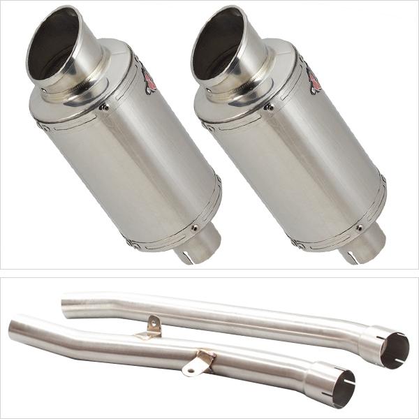 Lextek YP4 S/Steel Stubby Exhaust 200mm with Link Pipes for Kawasaki ZZR1400 (08-11)