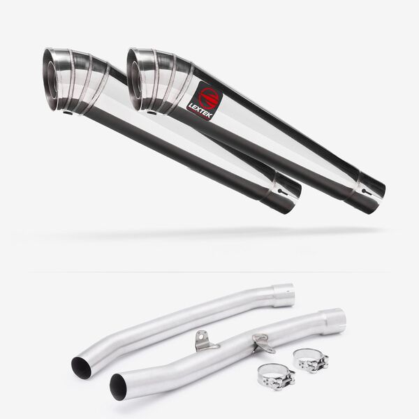 Lextek Polished Stainless Steel MP4 300mm Exhaust with Link Pipes for Kawasaki ZZR1400 (08-11)