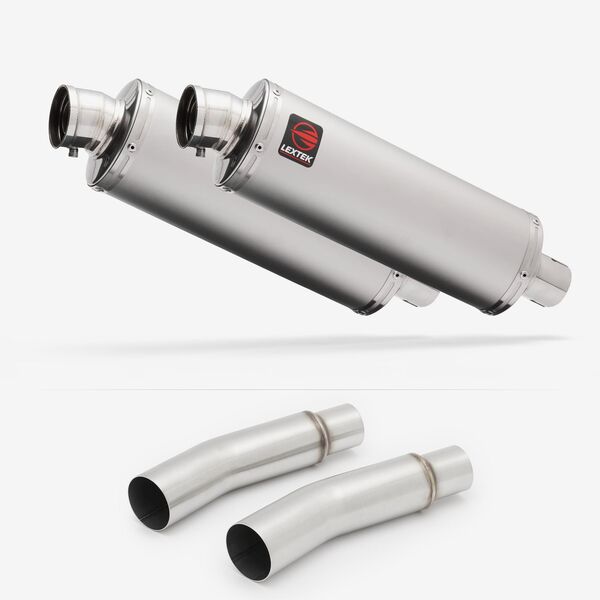Lextek Stainless Steel OP1L Matt Oval Exhaust 350mm with Link Pipes for Ducati Monster 620 (01-06)