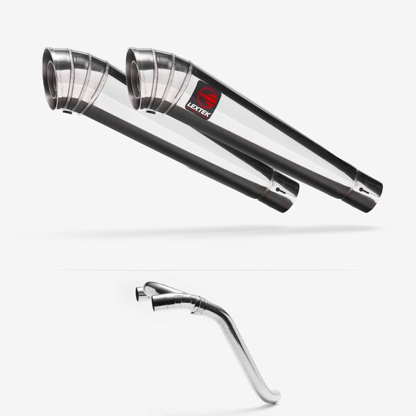 Lextek Polished Stainless Steel MP4 300mm Exhaust with Link Pipe for Honda VFR800 (02-13)