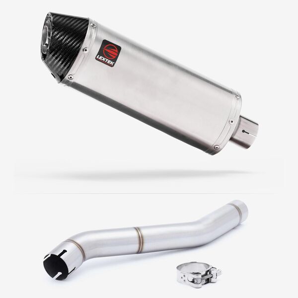 Lextek Stainless Steel RP2 Gloss Oval Exhaust 300mm with Link Pipe for Honda CBR600 F (87-90)