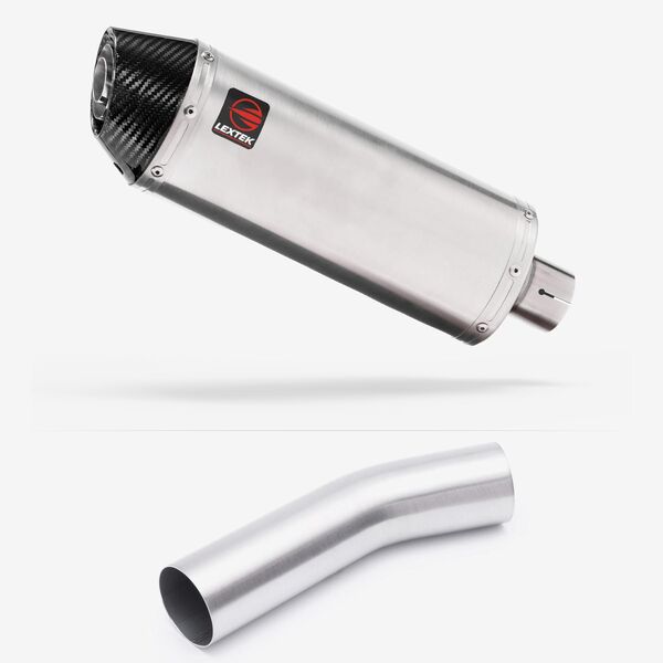 Lextek Stainless Steel RP2 Gloss Oval Exhaust 300mm with Link Pipe
