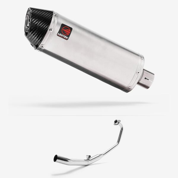 Lextek Stainless Steel RP2 Gloss Oval Exhaust System 300mm for Honda CBR 125 R (04-10)