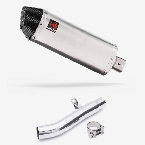 Lextek Brushed Stainless Steel RP2 300mm Exhaust with Link Pipe for Honda CBF 600 (04-07)