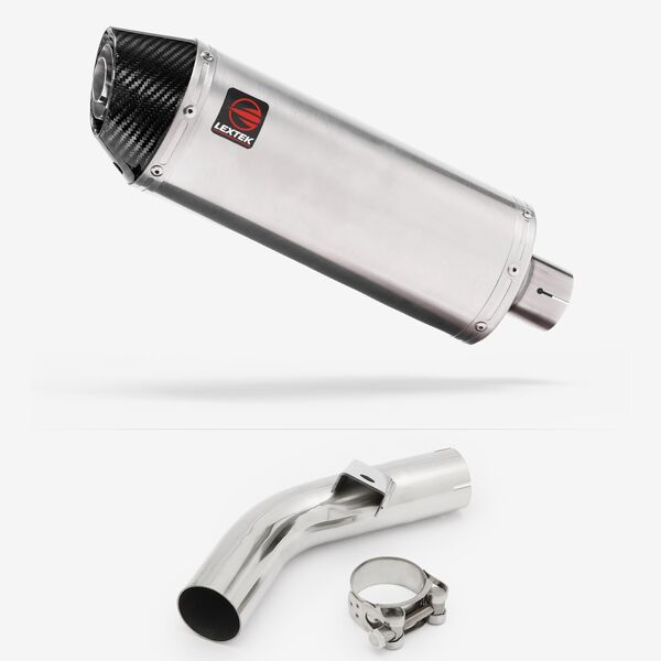Lextek Stainless Steel RP2 Gloss Oval Exhaust 300mm with Link Pipe