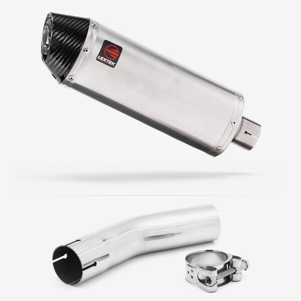 Lextek Stainless Steel RP2 Gloss Oval Exhaust 300mm with Link Pipe for Lexmoto LXR 125 & 380