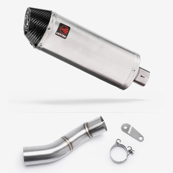 Lextek Stainless Steel RP2 Gloss Oval Exhaust 300mm with Link Pipe