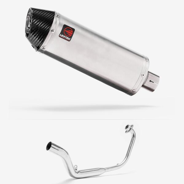 Lextek Brushed Stainless Steel RP2 300mm Exhaust System for Honda CB125 R (18-20)