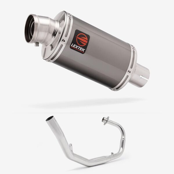 Lextek Smoked Stainless Steel OP15 200mm Exhaust System for Lexmoto LXR 125