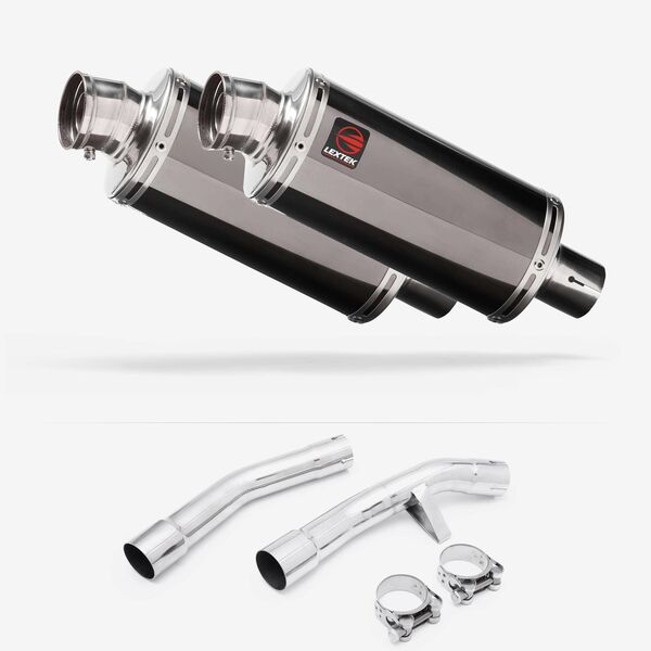Lextek Smoked Stainless Steel OP16 250mm Exhaust with Link Pipe for Yamaha FJR1300 (01-19)