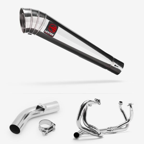 Lextek Polished Stainless Steel MP4 300mm Exhaust System for Honda VFR800 X Crossrunner (11-14)