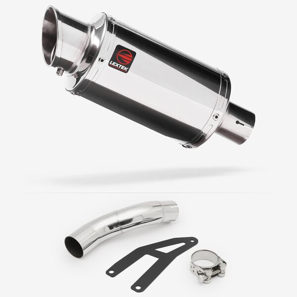 Lextek Stainless Steel YP4 Stubby Exhaust 200mm Low Level with Link Pipe