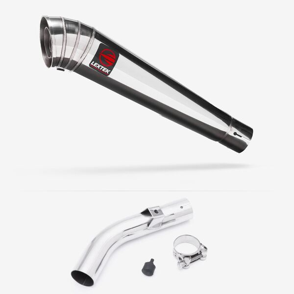 Lextek Stainless Steel MP4 Megaphone Exhaust 300mm with Link Pipe