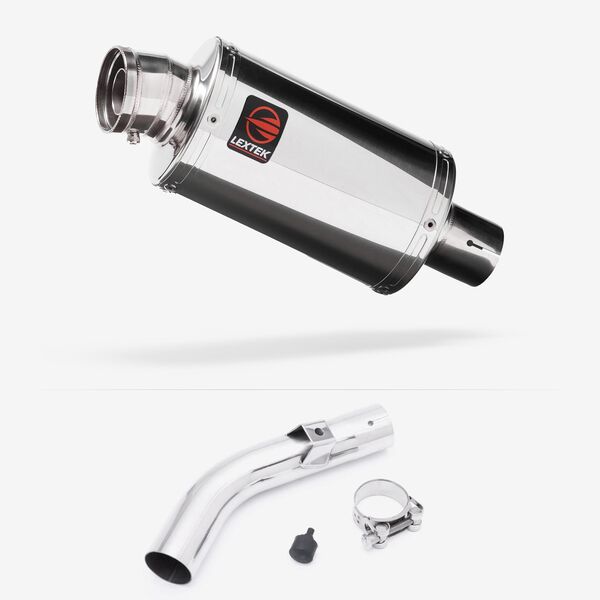 Lextek Polished Stainless Steel OP4 200mm Exhaust with Link Pipe