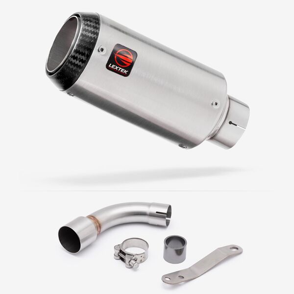 Lextek Matt Stainless Steel CP1 150mm Exhaust with Link Pipe for Benelli TNT 125/135 (17-20)