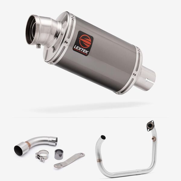 Lextek Smoked Stainless Steel OP15 200mm Exhaust System for Benelli TNT 125/135 (17-24)